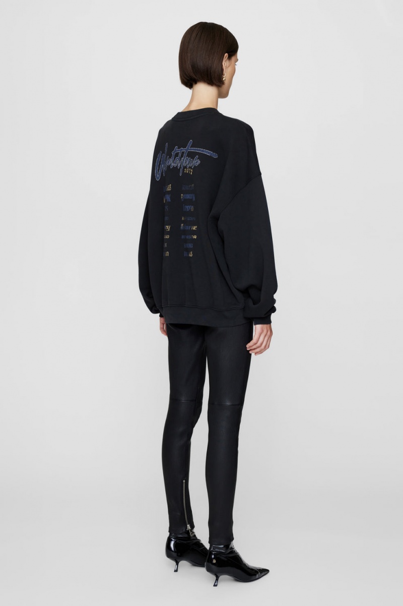 Sweat Anine Bing Harvey Crew Noir Femme | FCQ-4170747